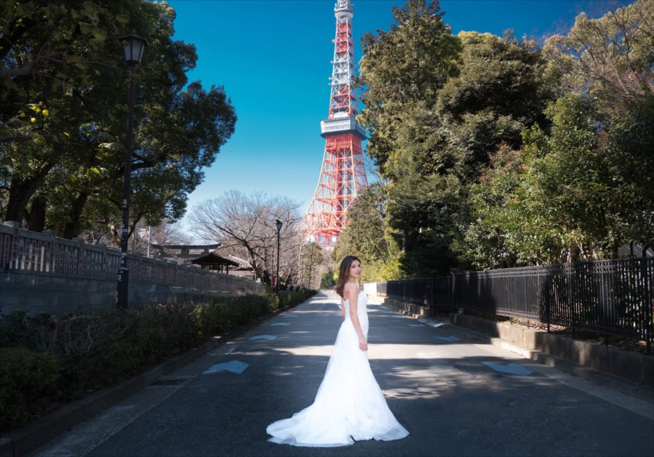 東京前撮り 東京タワー　新婦ソロ